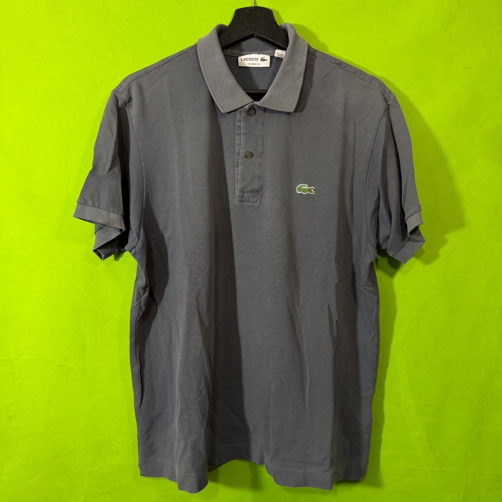 Lacoste Classic Fit Polo Shirt Mens Large Gray Short Sleeve Cotton Pique Logo